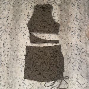 Brown/Grey Mesh Two piece set